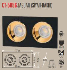 CATA CT-5056 / CATA JAGUAR KARE SPOT (SİYAH KASA-ROSE)  2'Lİ 