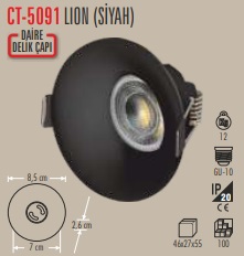 CATA CT-5091 / CATA LION YUVARLAK SPOT (SİYAH KASA) 
