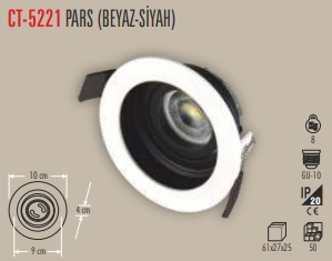 CATA PARS SPOT YUVARLAK (İ&Ccedil; SİYAH - BEYAZ KASA) 