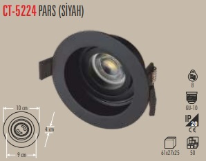 CATA PARS SPOT YUVARLAK (SİYAH) 