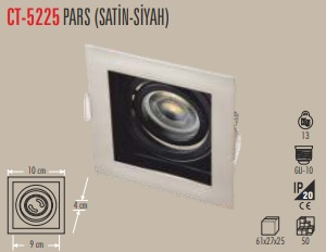 CATA PARS SPOT KARE (İ&Ccedil; SİYAH - SATİN KASA) 