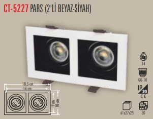 CATA PARS SPOT KARE (İ&Ccedil; SİYAH - BEYAZ KASA)  2'Lİ 