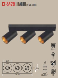 CATA URARTU SIVA &Uuml;ST&Uuml; ARMAT&Uuml;R ( 3 X GU10) 